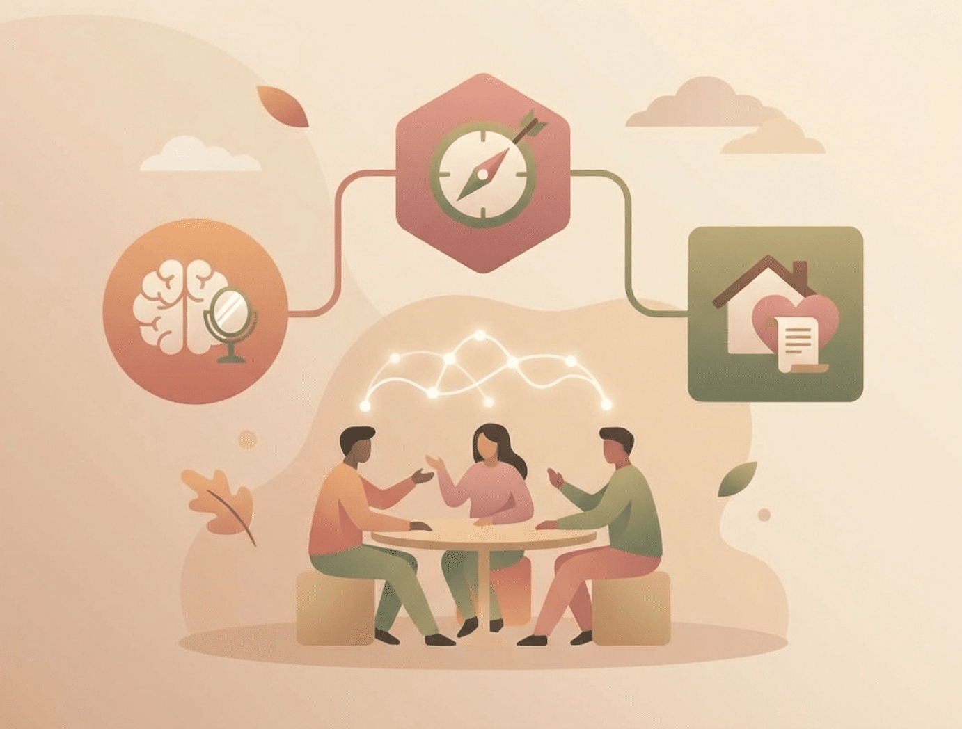 Family discussing goals, values, and their shared mission during a meaningful family summit.